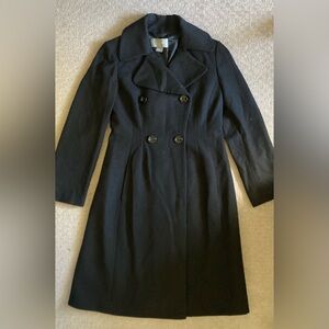 ANN TAYLOR long double-breasted wool-blend pea coat, Sz 8.